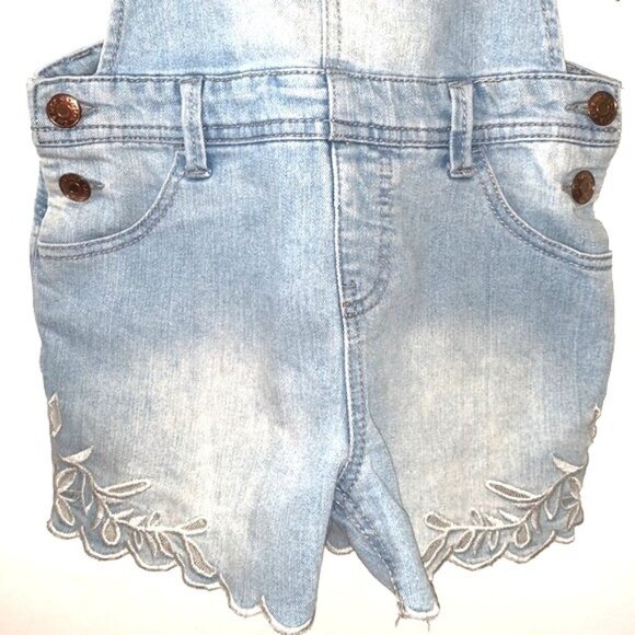 Denim Overalls With Embroidered Hem & Pockets Cat & Jack Size L - Picture 5 of 6